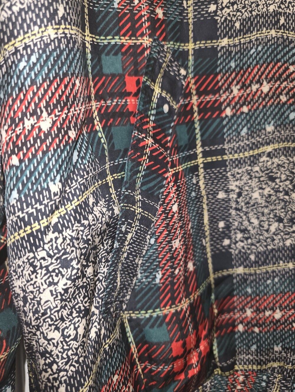 Vintage Bogari 100% Silk Shell Plaid Zip Up Jacket Size S - Picture 3 of 6